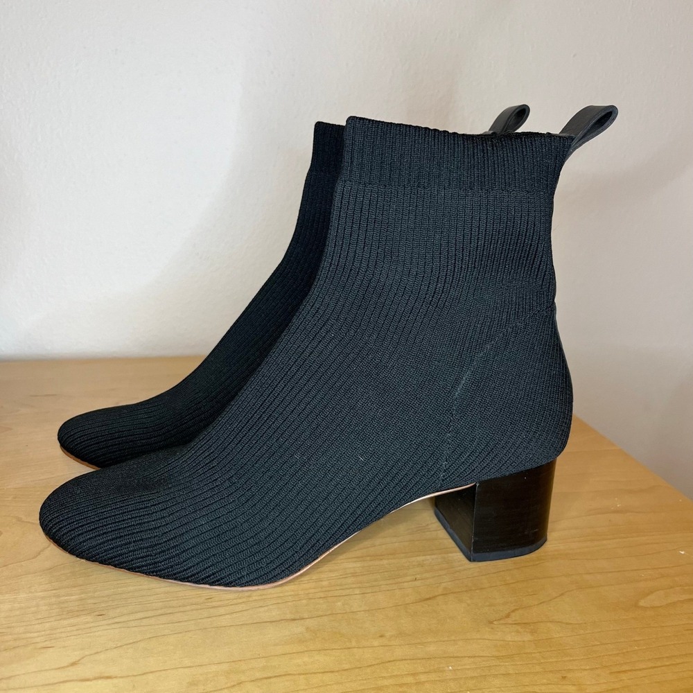 Everlane Black Glove Boot Block Heel Ankle Boots Square Toe Size 9.5 - Picture 7 of 15